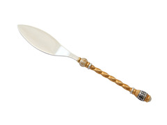 Серебряный нож для масла на тонкой витой ручкой с позолотой